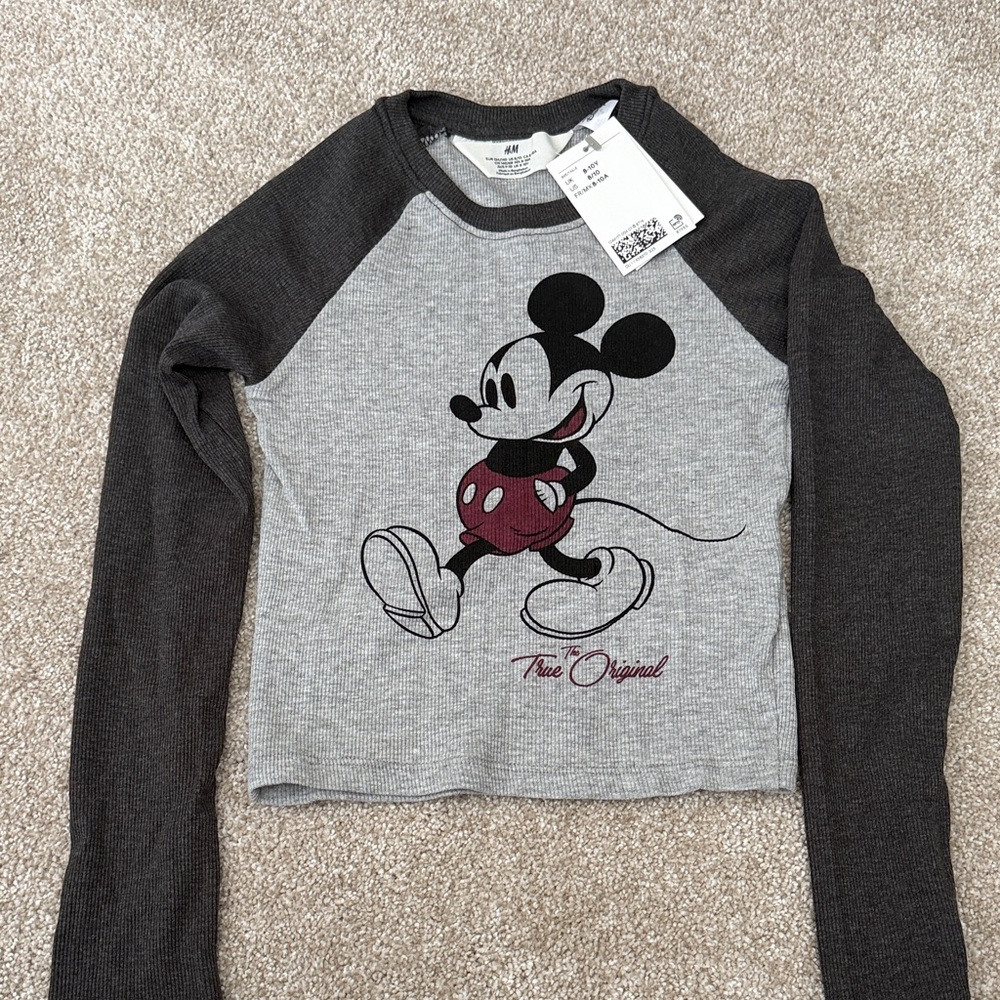 H&M Kids Mickey Mouse Ribbed Girls Shirt
